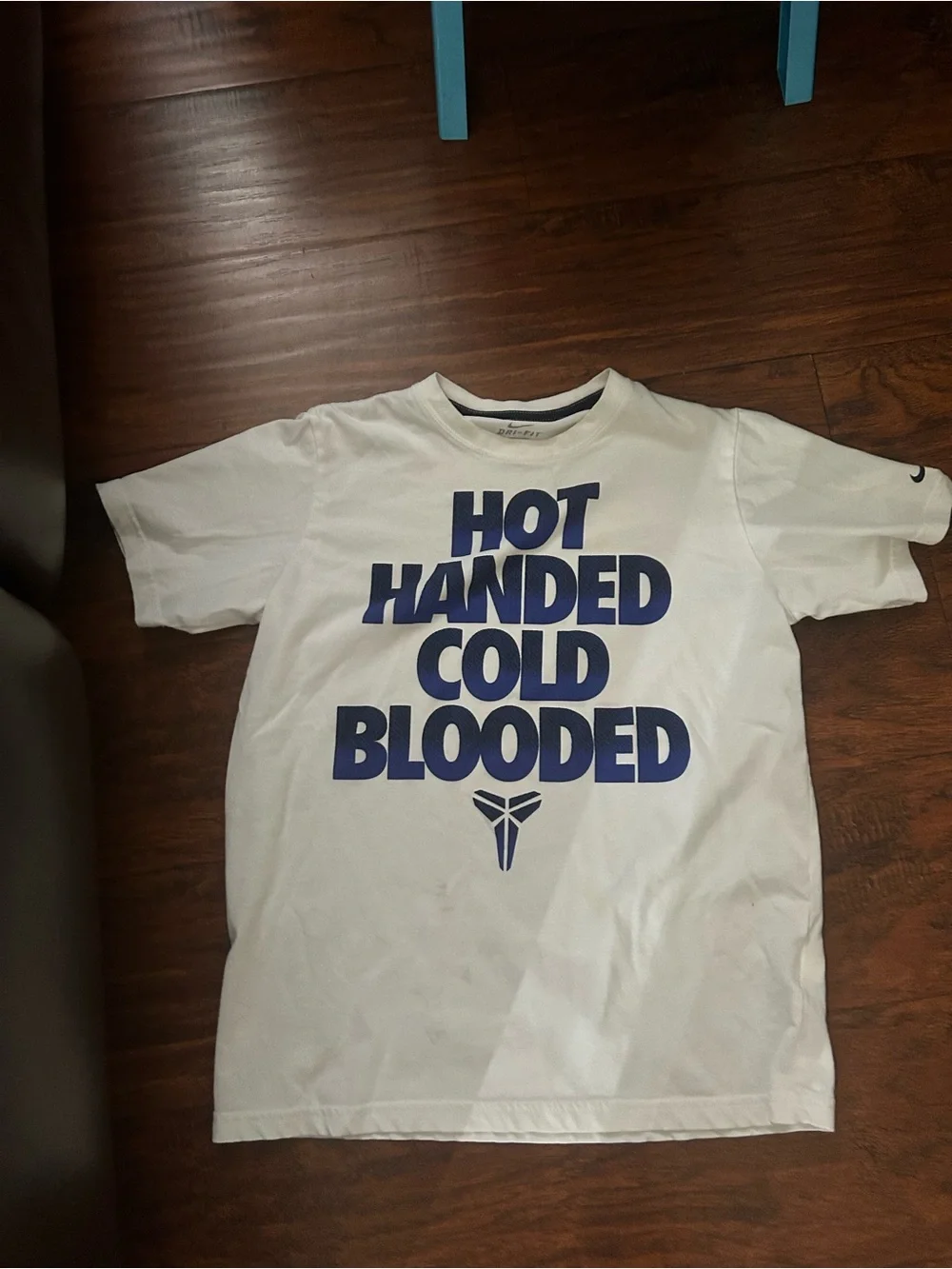 Nike White Short Sleeve Tee with Navy 'Hot Handed Cold Blooded' Graphic